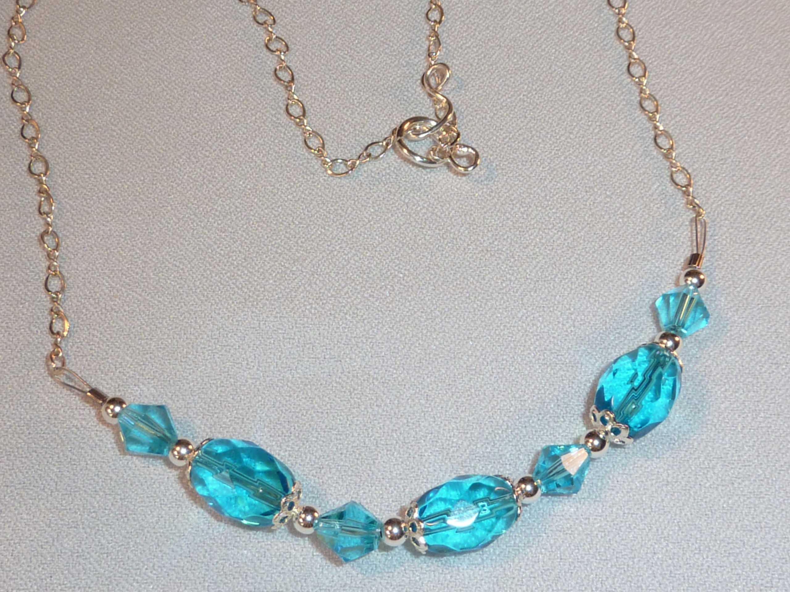 Turquoise Crystal & Sterling Silver Necklace - Jewelry Making Photo