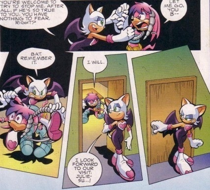  Rouge and Julie-Su fighting over Knuckles
