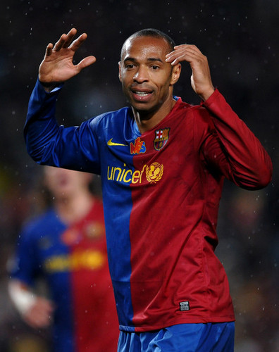 T. Henry playing for Barcelona