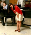 On set of Glee  Filming 'Audition' and 'Britney/Brittany' - lea-michele photo