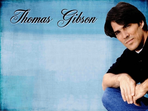  Thomas Gibson Blue वॉलपेपर with Text