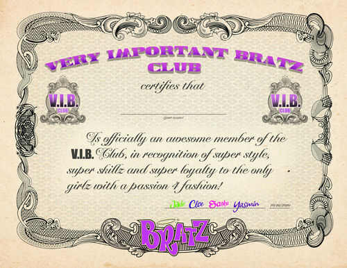  Bratz certificate