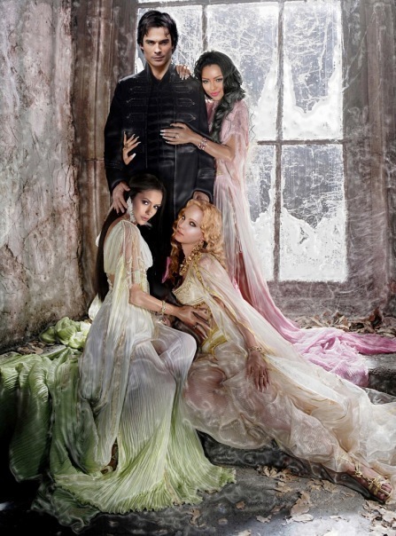 Damon Bonnie Elena Caroline The Vampire Diaries TV Show Fan Art 