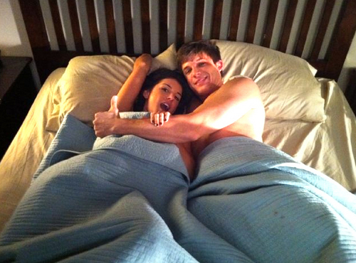 Matt and Shenae in Bed Together! {Filming}