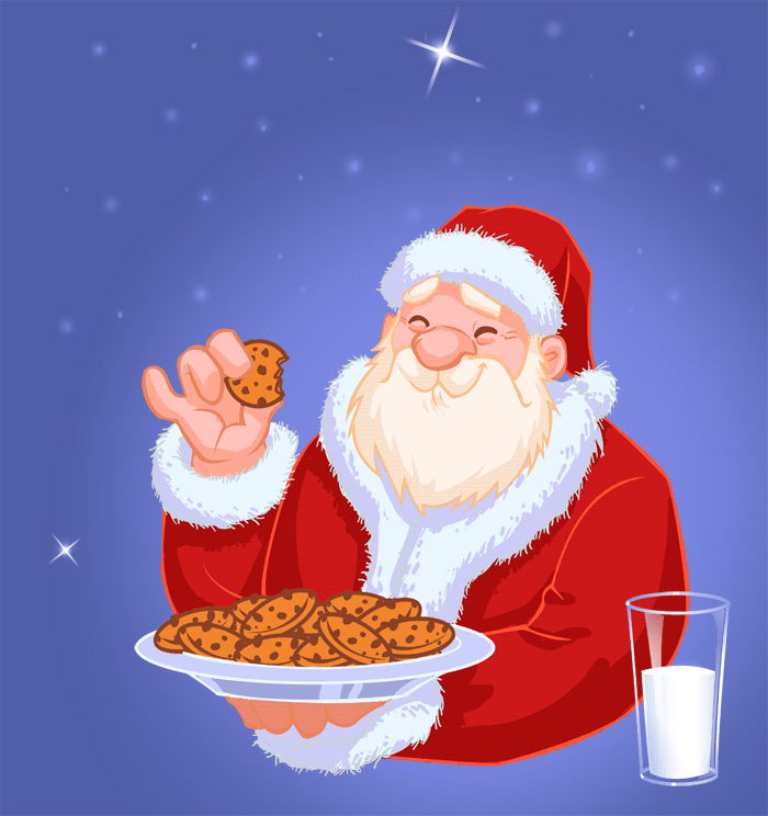 santa eating cookies clip art
