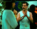 Freddie and Mick backstage at a Queen concert. - freddie-mercury photo
