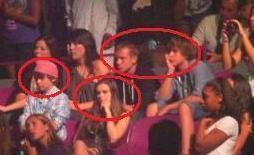 Chris, Ryan, Caitlin, Chaz watching Justin in concert