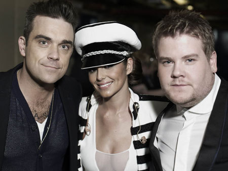 Robbie Williams, Cheryl Cole and James Corden