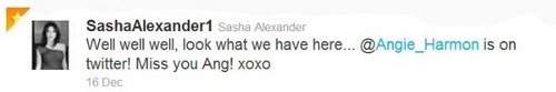 Sasha tweeting Angie ♥