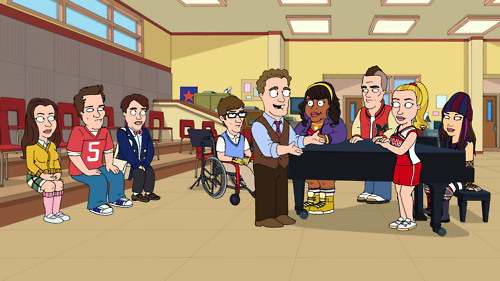 The Glee club appears on the Cleveland Show on January 16, 2011.