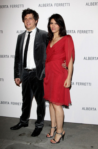 Andrea Rigonat  and Elisa attend the Alberta Ferretti dinner at Palazzo Vecchio 