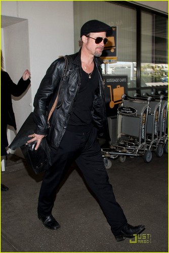  Brad Pitt: Leather LAX Landing