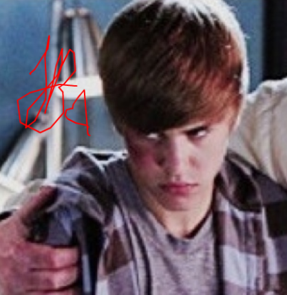 microsoft paint picture signed by Justin BIEBER