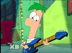 Ferb playing the guitar