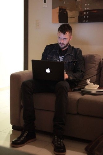 Brandon on a laptop