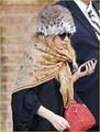 Ashley Olsen: Leopard Print Hat & Printed Scarf! - mary-kate-and-ashley-olsen photo