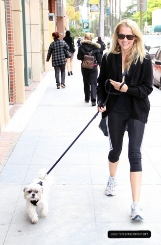  Out and about with her dog in Beverly Hills