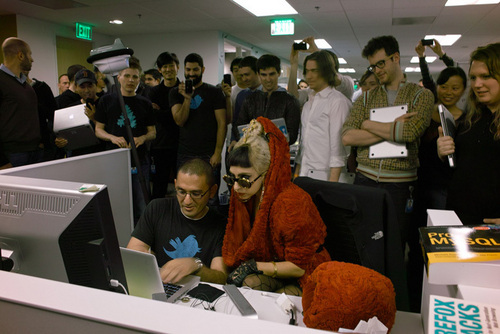 Gaga Visits Twitter Offices in San Francisco
