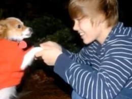 justin and a dog =D cute!