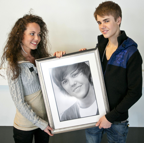 me, justin bieber and my drawing of him