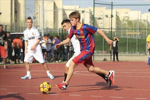 Justin playing soccer in Madrid