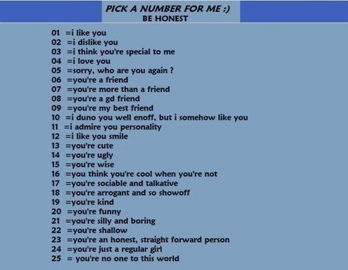  Pick A Number 4 Me & B Honest 100% Real :) ♥