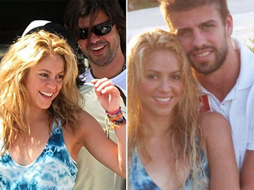  shakira in the same camisa, camiseta with Antonio and with Piqué!