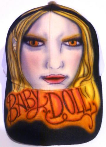 Babydoll airbrushed hat by Mesey Art