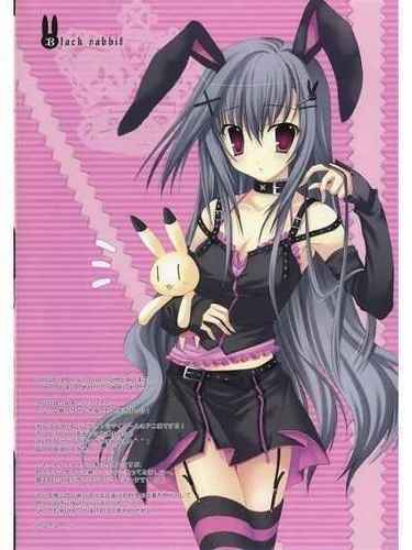  cute anime girl with a cute rabbit
