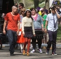 Lea & Mark on set in NYC - rachel-and-puck photo