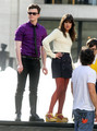 On set of Glee, at the Lincoln Center Foutain | April 27, 2011. - lea-michele photo