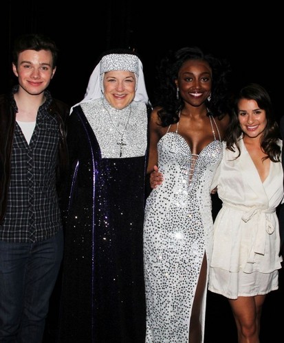  Cast of "Glee" Visits "Sister Act" On Broadway