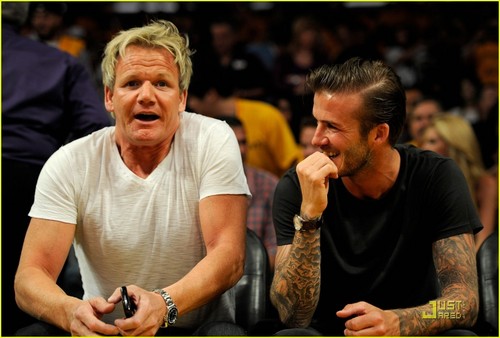  David Beckham & Gordon Ramsay Watch The Lakers Lose