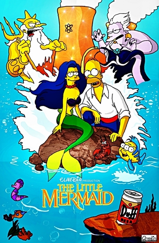 Walt Disney Fan Art - The Simpsons as The Little Mermaid