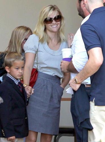 Reese Witherspoon And Family Leaving Church On Mother's Day