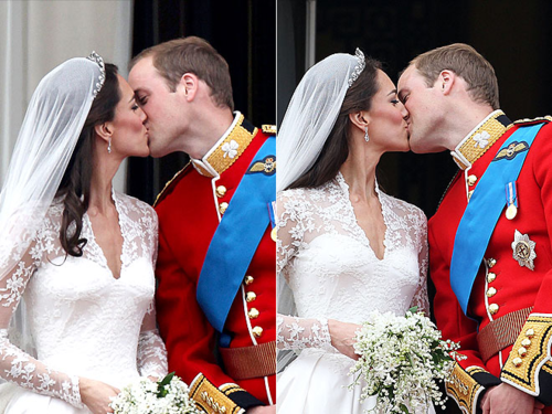 prince william and kate kissing. balcony kisses