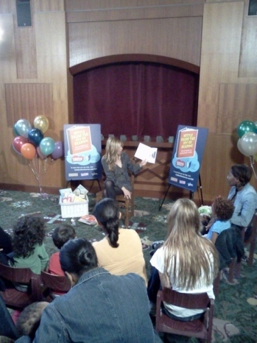 Sarah reading to children and the LA Public Library - 2011