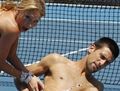 naked djokovic with funny girl - tennis photo