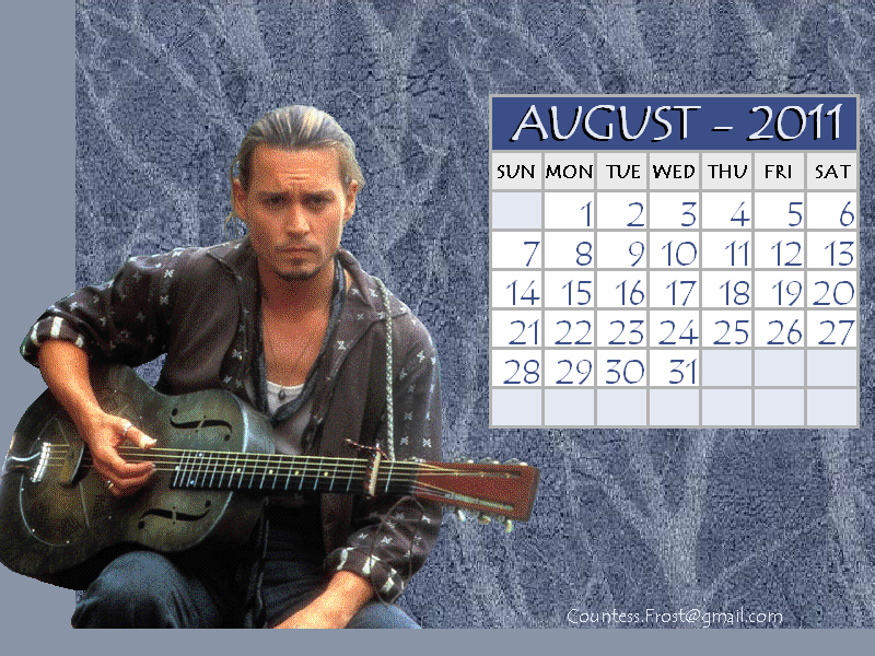 johnny depp 2011 calendar. Johnny - August 2011 (calendar