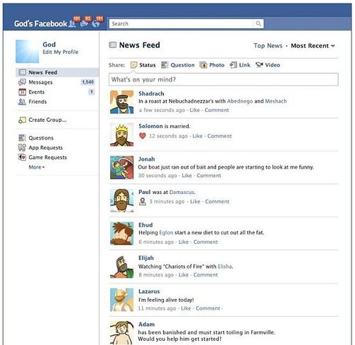  What if God had a Facebook...