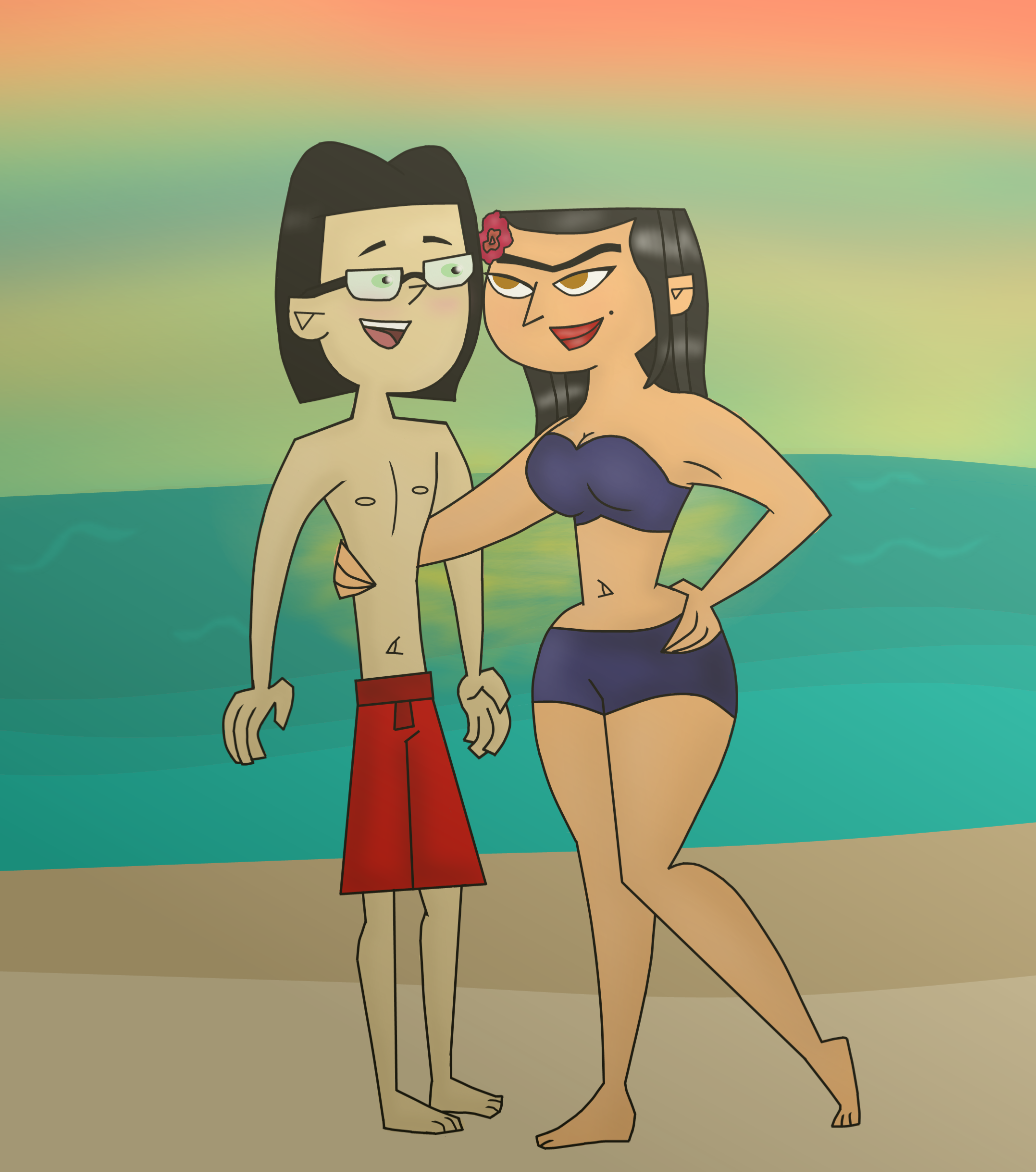 Fan Art of Kenny and Eva for fans of Total Drama Island. 