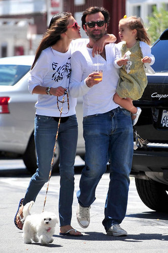 Alessandra Ambrosio, husband Jamie Mazur, and their daughter Anja at the Brentwood Country Mart 