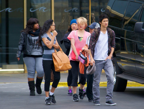 The Glee Cast Heads to Rehearsal