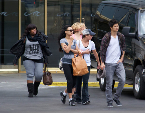 The Glee Cast Heads to Rehearsal