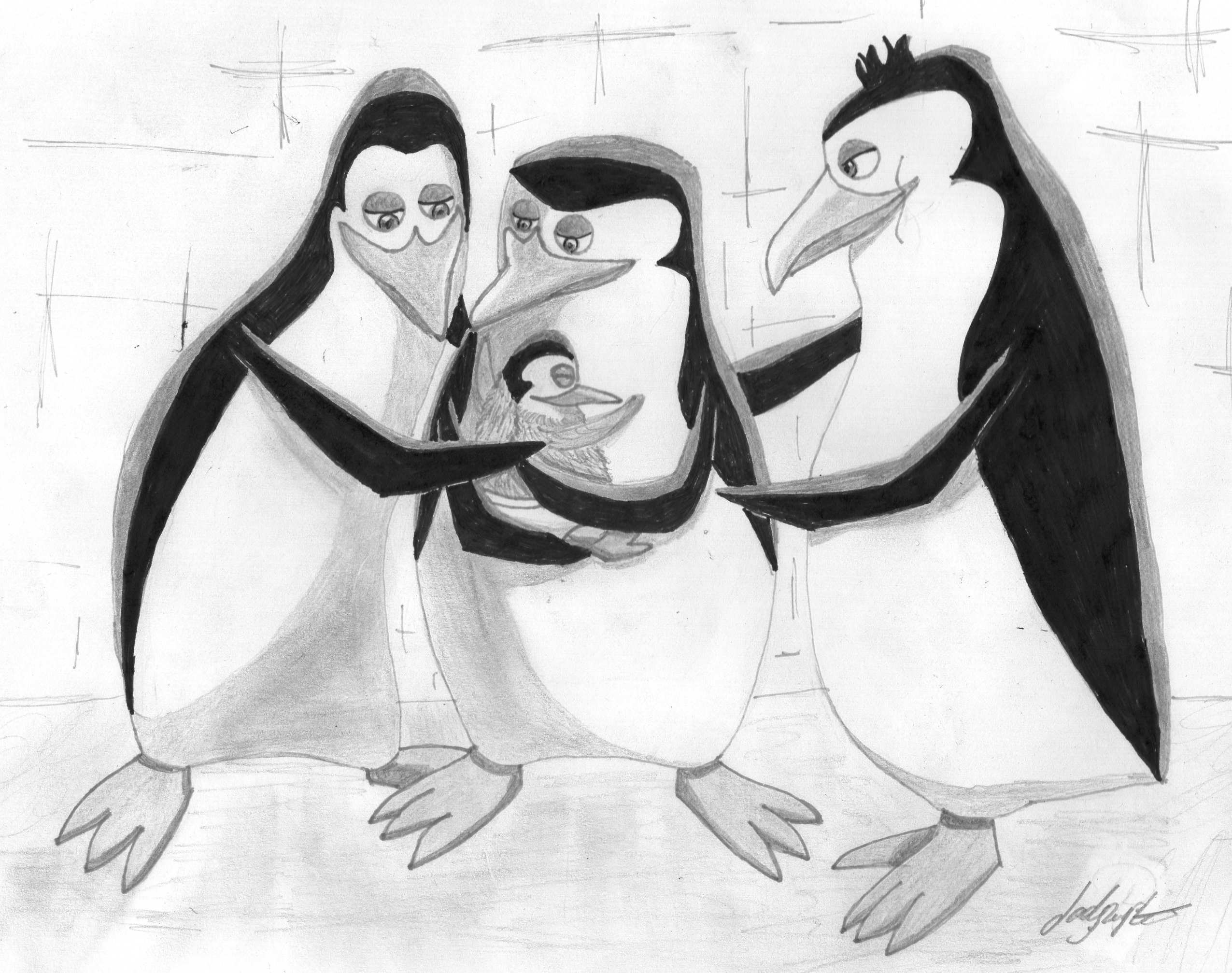 Fan Art of Baby Private and his family for fans of Penguins of Madagascar. 