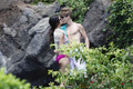 justin and selena kissing in tropical garden Hawaii  - justin-bieber photo