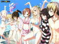 happy girls on the beach - anime wallpaper
