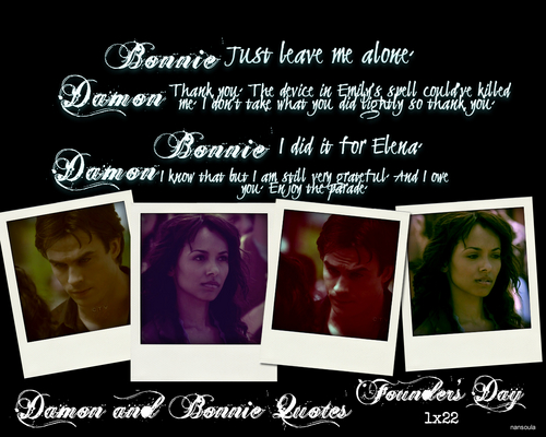 Damon and Bonnie Quotes: Season One 1x22 Founder's Day