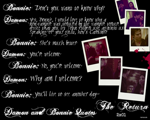  Damon and Bonnie Quotes: Season Two 2x01 The Return Part 2