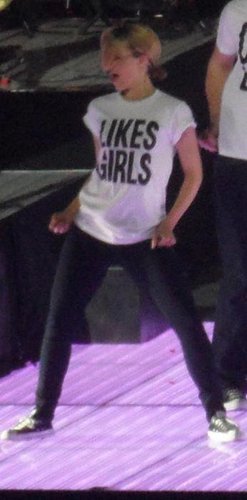  Dianna wearing 'Likes Girls' T-shirt during 'Born This Way' in Toronto.